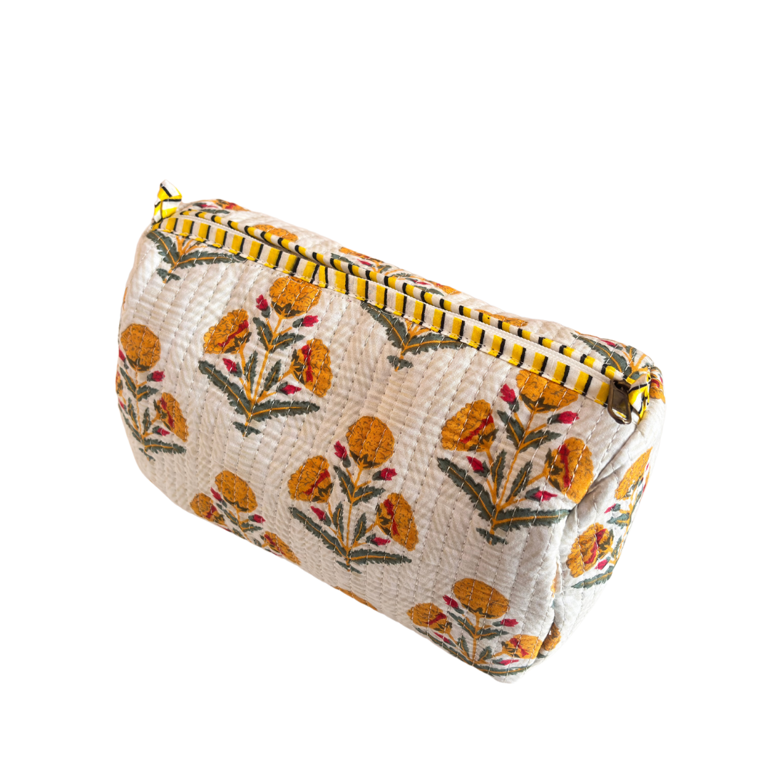 The Alfred Edition Travel Accessory:- Premium Waterproof Quilted White Cotton Beauty/Travel Organizer Bag for Men & Women (Set of 3) - The House of RajPadmini