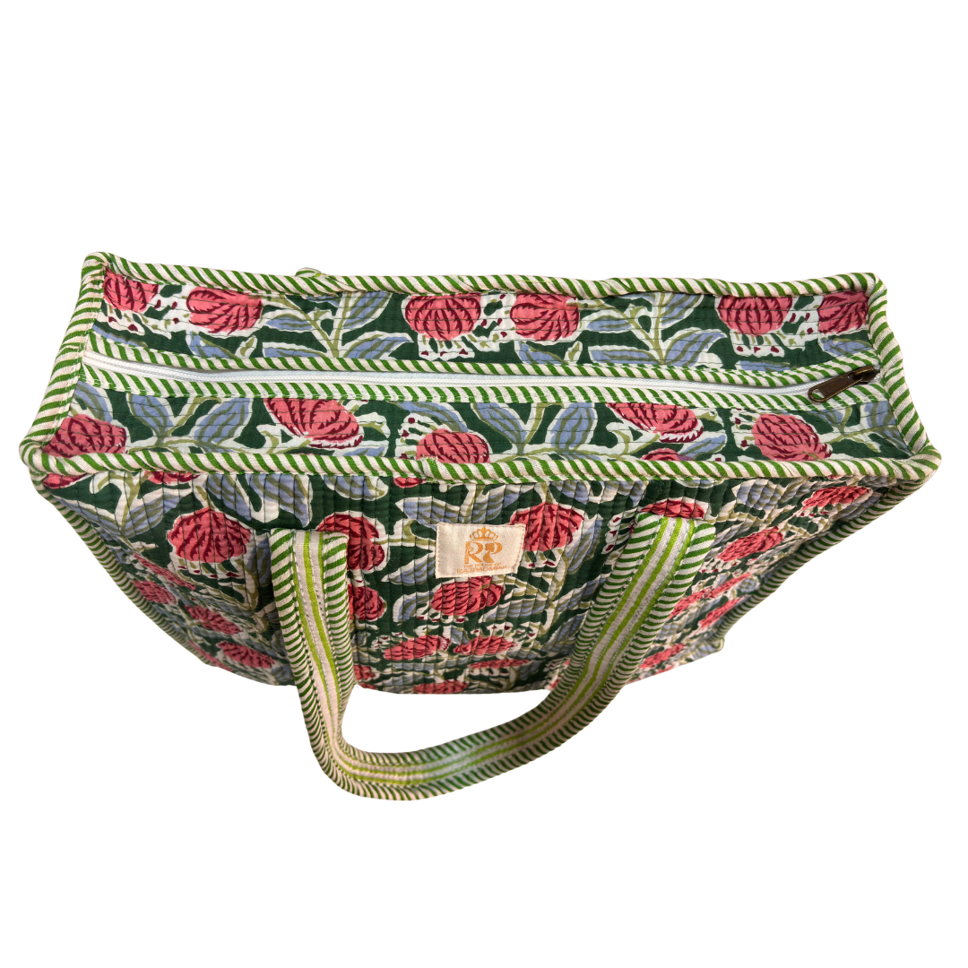 Artisan Quilted Bloom Quilted Cotton Tote - Handcrafted Shopping Companion
