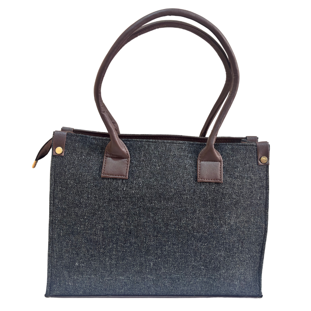 The House of RajPadmini Jute Tote Bag with Medallion Embossed Print