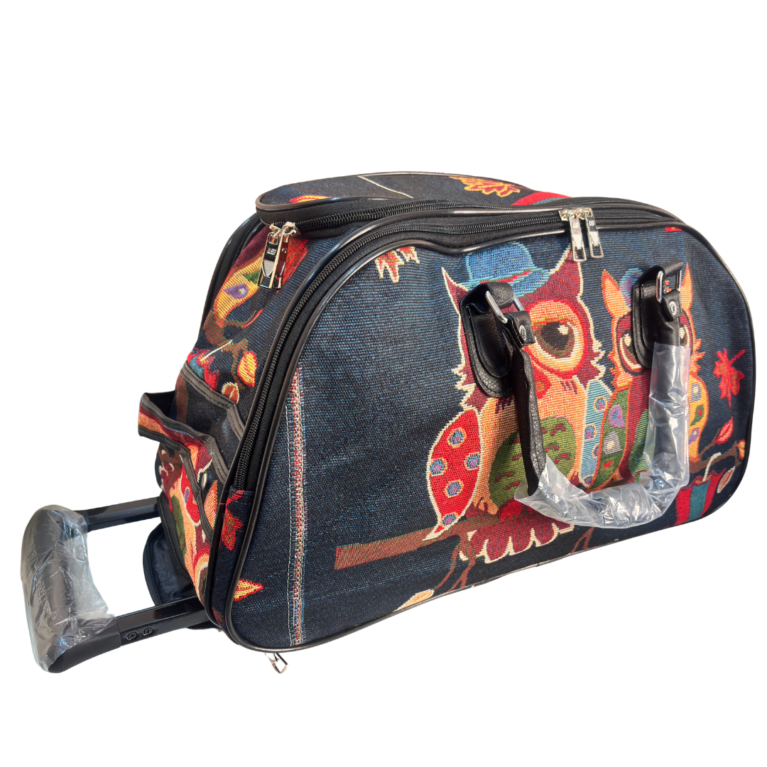 The House of RajPadmini Road Warrior Edition:- Waterproof Elephant Print Wheeled Travel Duffle Trolley Bag