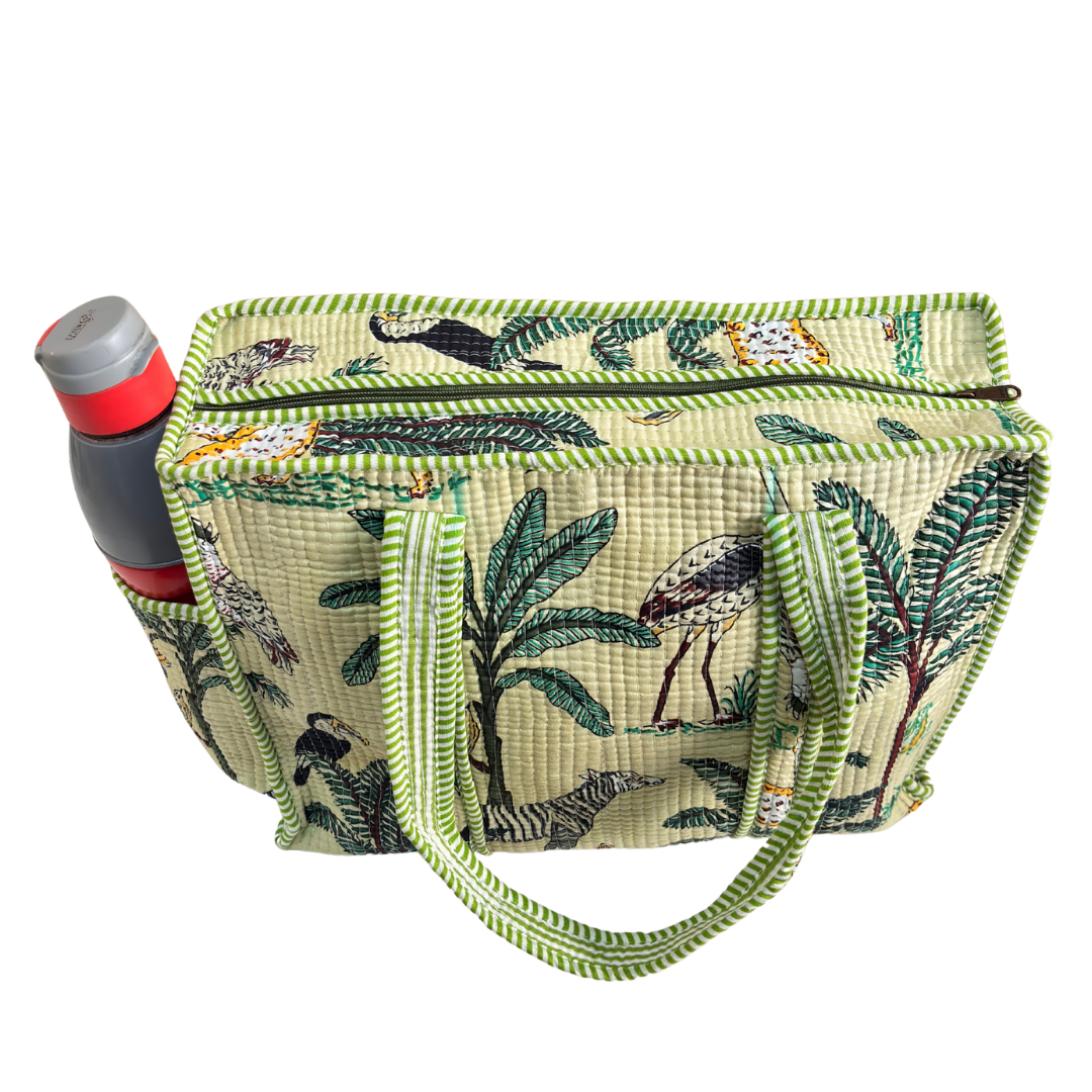 RajPadmini 4-in-1 Festive Gifting COMBO : Premium Quilted Tote Bag + 3 Waterproof Pouches = Your Complete Organization Solution!