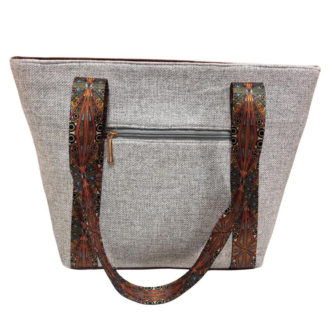 Boardroom Jute Tote Bag for Women | Office Laptop Tote with Faux Leather Trim | Heritage Craft