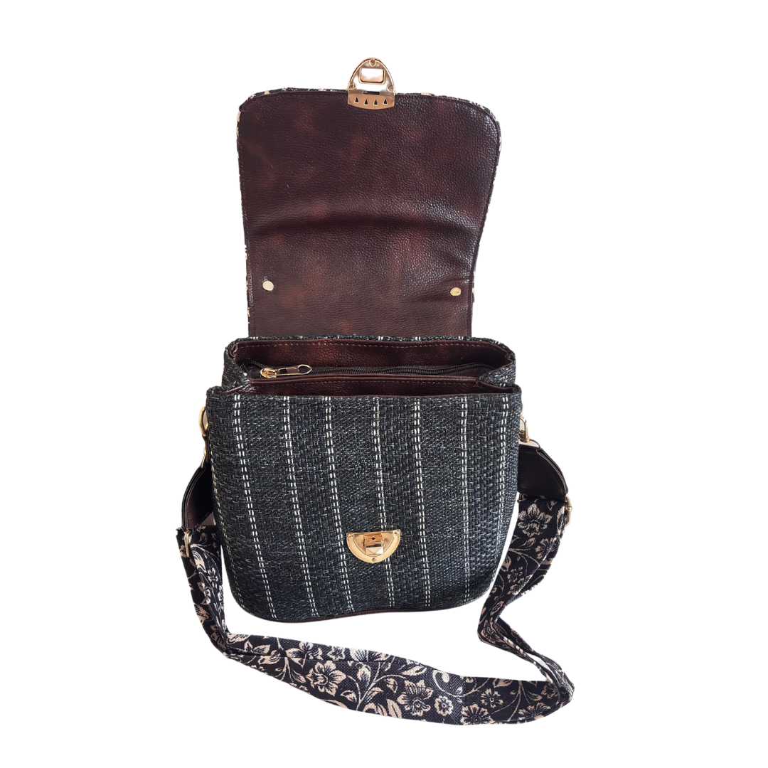 The House of RajPadmini Black Jute Crossbody Sling Bag