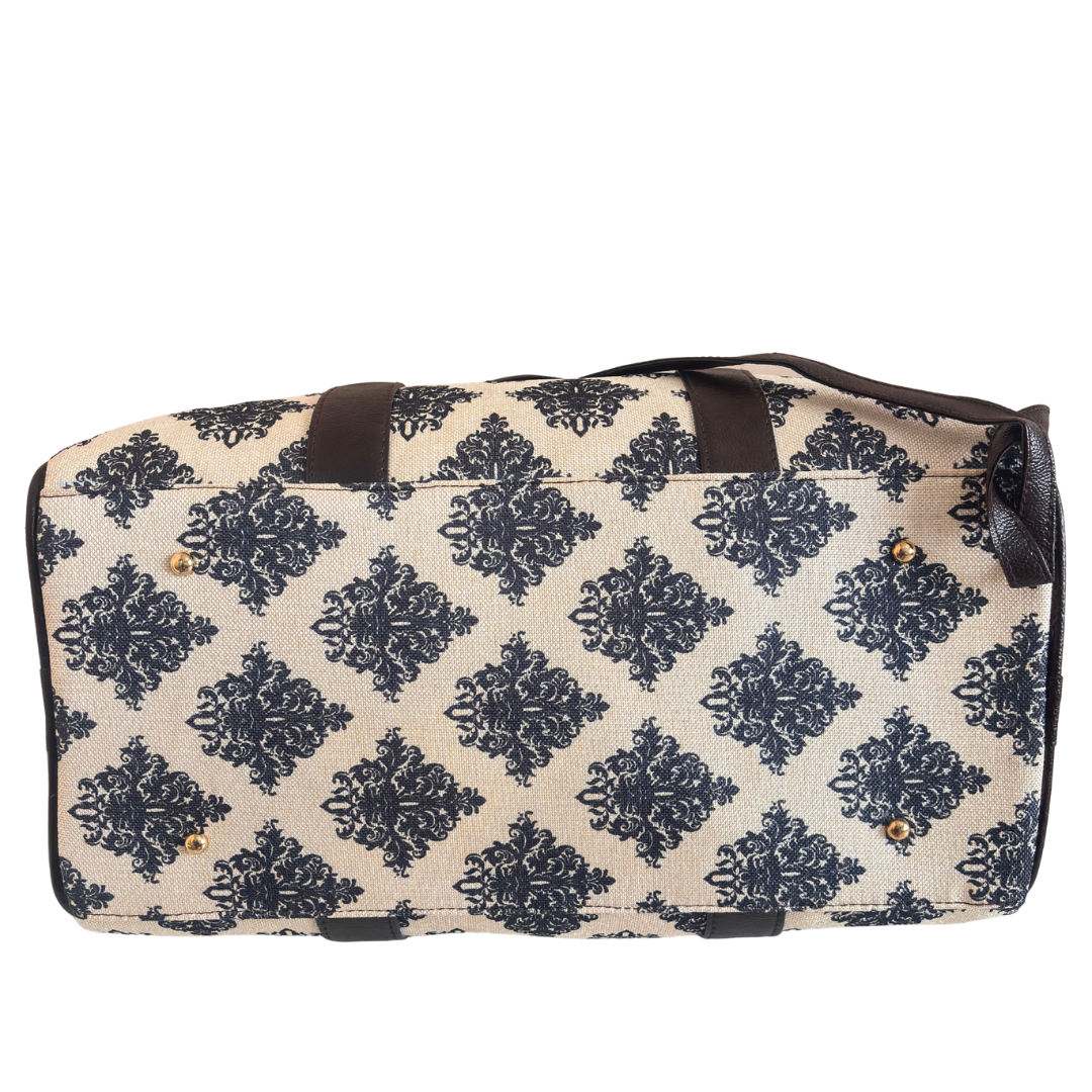 Haveli Heritage Edition- Indigo Palace Collection | Hand-Block Printed Royal Damask Pattern Duffle
