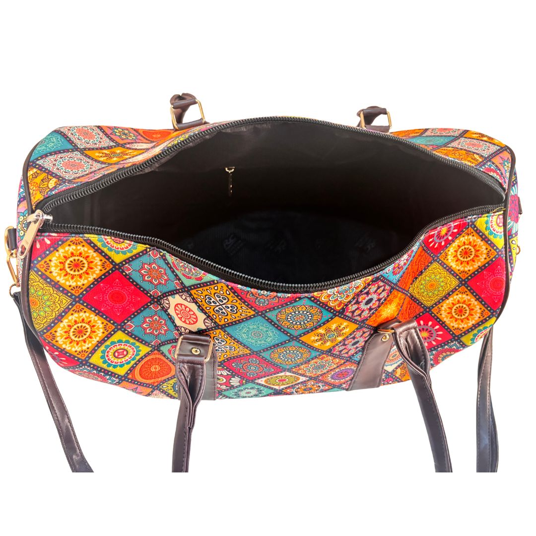 Gym-to-Globe Duffle:- Your Premium Rajasthani Print Gym Cum Travel Duffle Bag