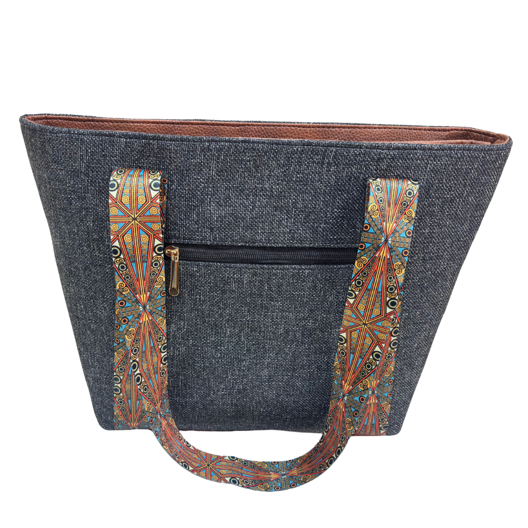 Boardroom Jute Tote Bag for Women | Office Laptop Tote with Faux Leather Trim | Heritage Craft
