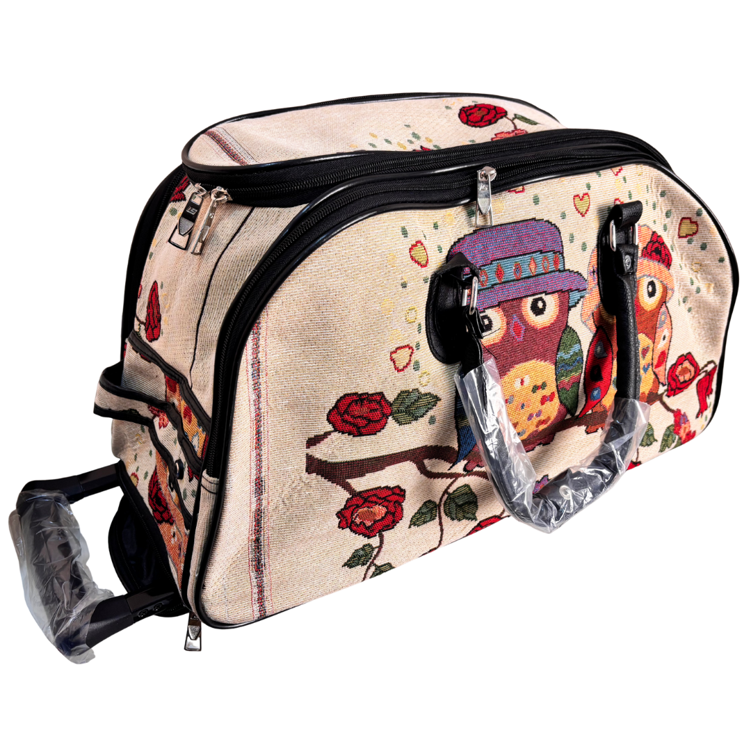 The House of RajPadmini Road Warrior Edition:- Waterproof Elephant Print Wheeled Travel Duffle Trolley Bag
