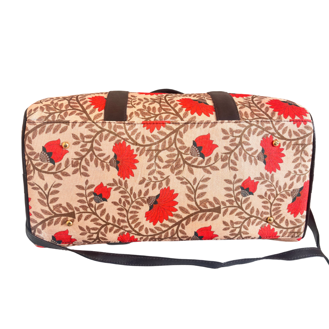 Maharani's Garden Heritage Edition: Royal Courtyard Collection | Hand-Painted Royal Flora Design Duffle