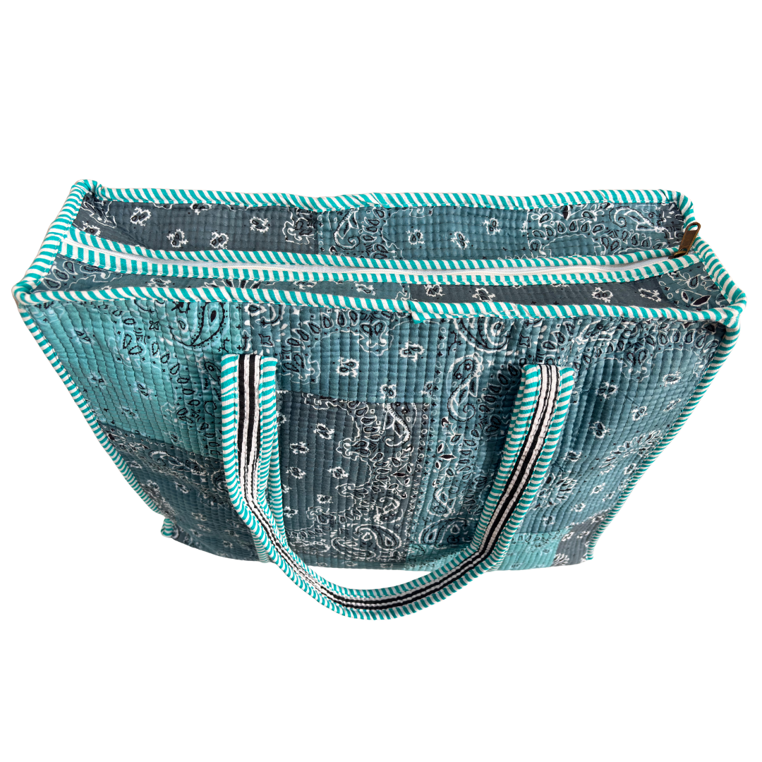 4-in-1 Festive Gifting COMBO : Premium Quilted Tote Bag + 3 Waterproof Pouches = Your Complete Organization Solution!