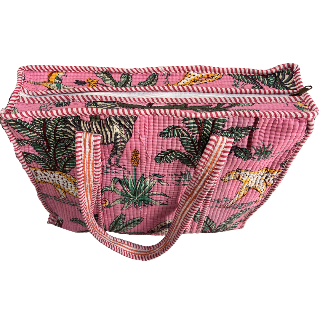 Artisan Quilted Bloom Quilted Cotton Tote - Handcrafted Shopping Companion