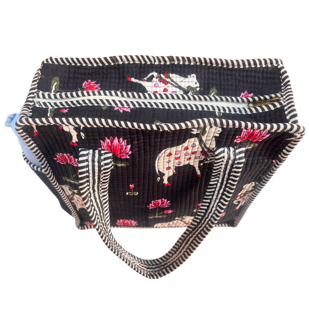 RajPadmini Handcrafted Quilted Cotton Ghar Se Mandir Edition - Tiffin & Pooja Carrier Collection