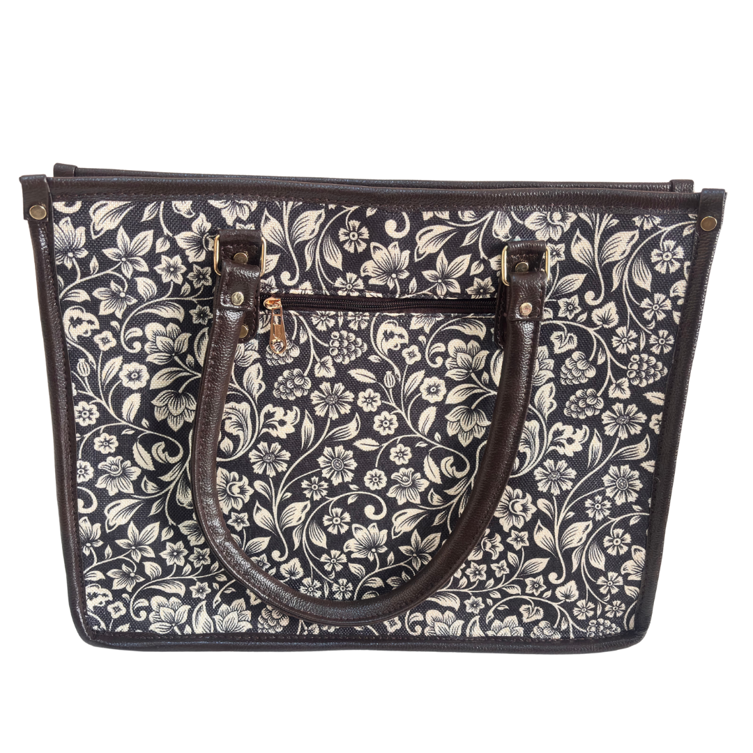 Office Tote Bag for Women | Block Print Rajasthani Tote with Laptop Space & Matching Pouch
