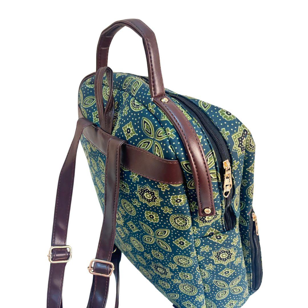 Ghummakad Edition :- Premium Ethnic Patterned Bagru Print Backpack