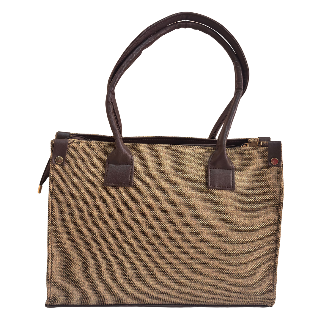 The House of RajPadmini Jute Tote Bag with Medallion Embossed Print