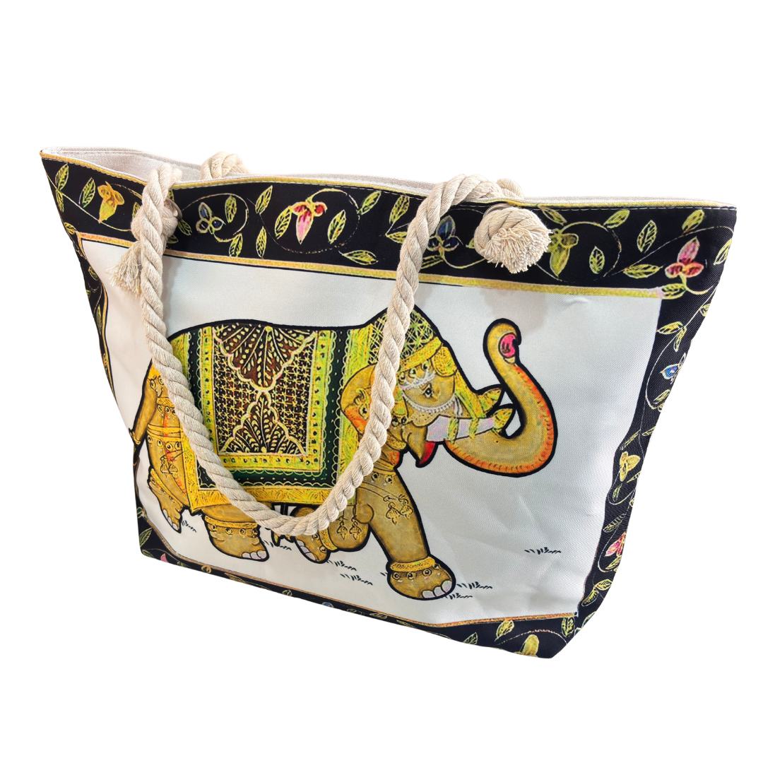 The Beach Party Edition:- Elephant Print Beach Tote Bag with complimentary Pouch