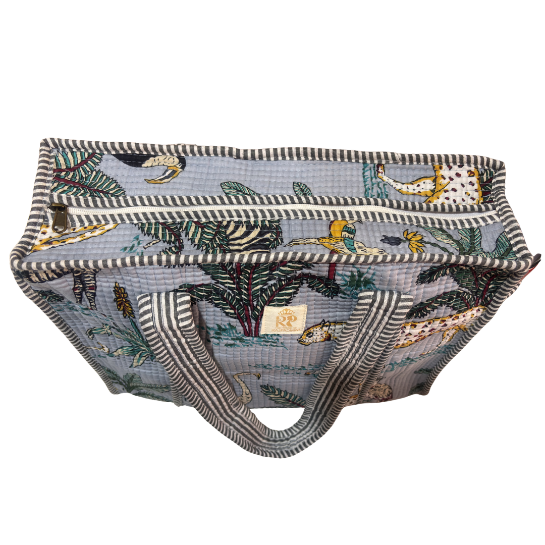 Artisan Quilted Bloom Quilted Cotton Tote - Handcrafted Shopping Companion