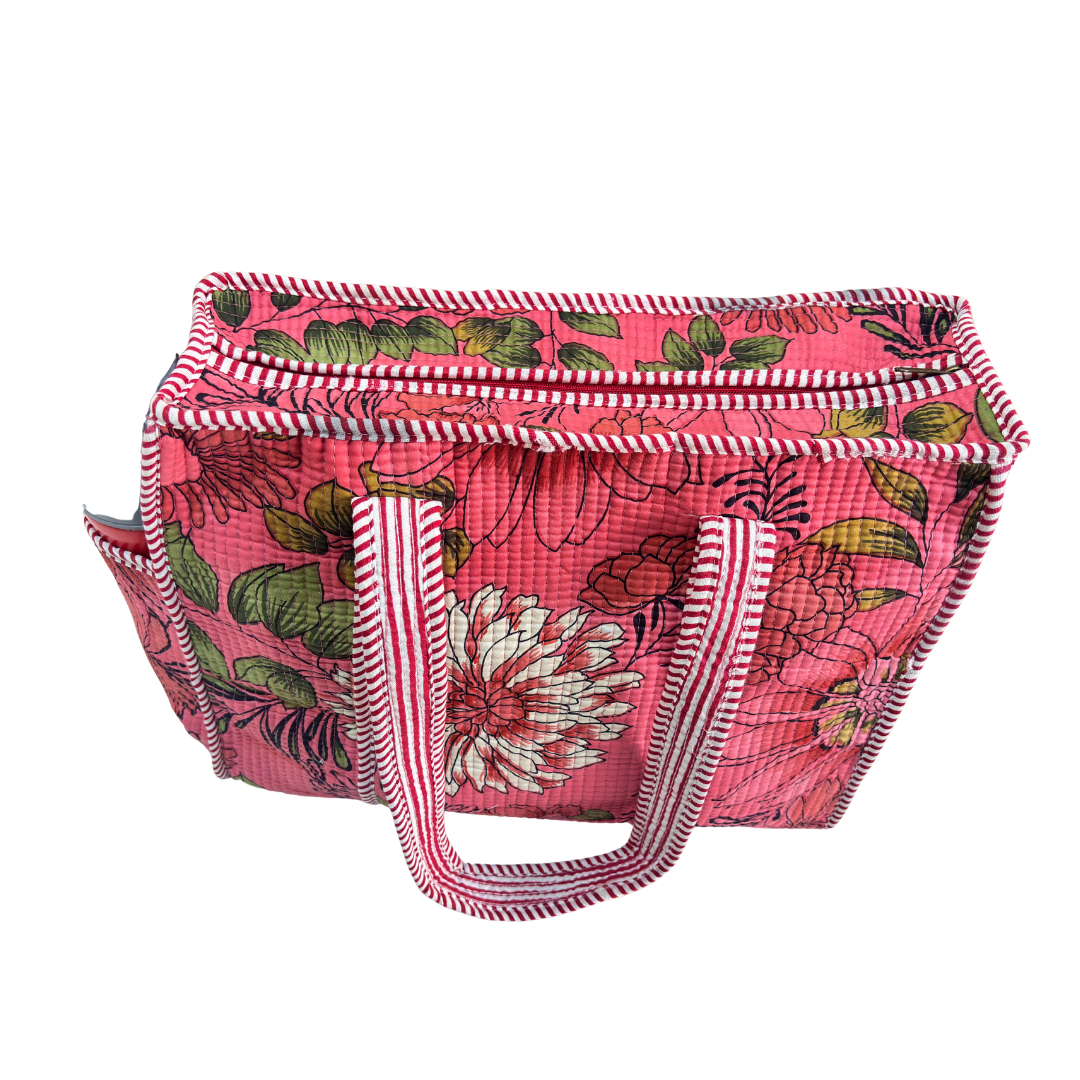 Artisan Quilted Bloom Cotton Tote - Handcrafted Shopping Companion