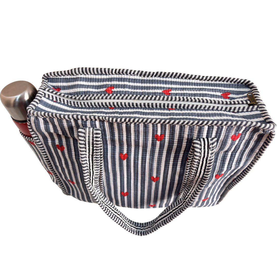 Artisan Quilted Bloom Quilted Cotton Tote - Handcrafted Shopping Companion