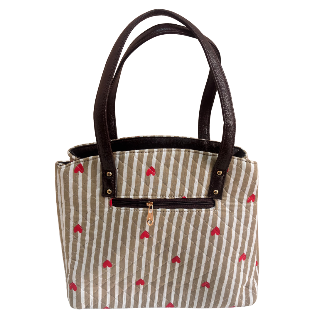 The House of RajPadmini Cross Quilted Cotton Tote Bag with Matching Pouch