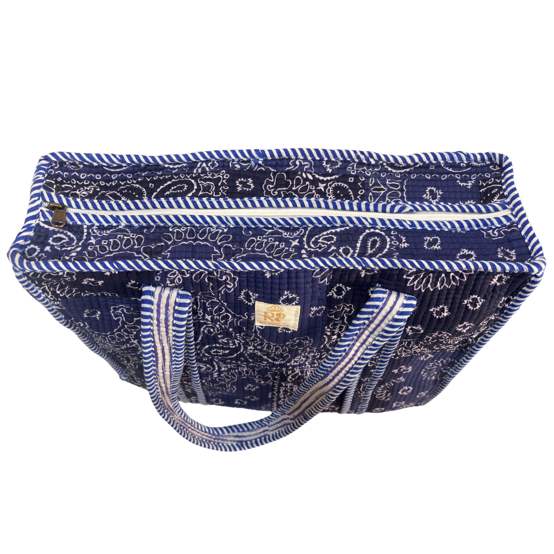 Artisan Quilted Bloom Quilted Cotton Tote - Handcrafted Shopping Companion