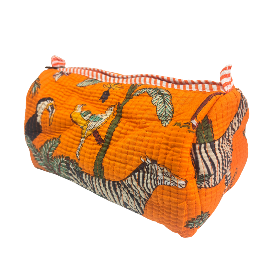 The Alfred Edition Travel Accessory:- Premium Handcrafted Waterproof Quilted Cotton Beauty/Travel Organizer Bag for Men & Women