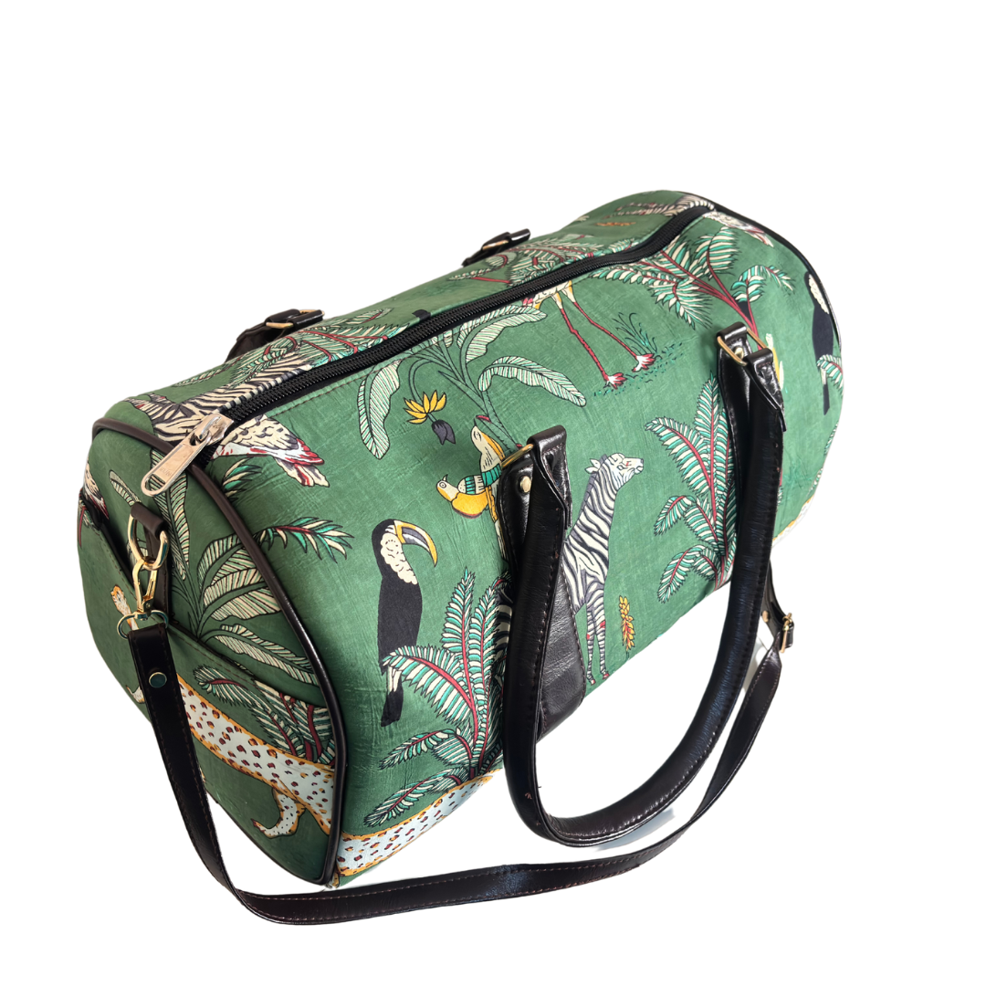 The House of RajPadmini Animal Print Cotton Duffle Bag