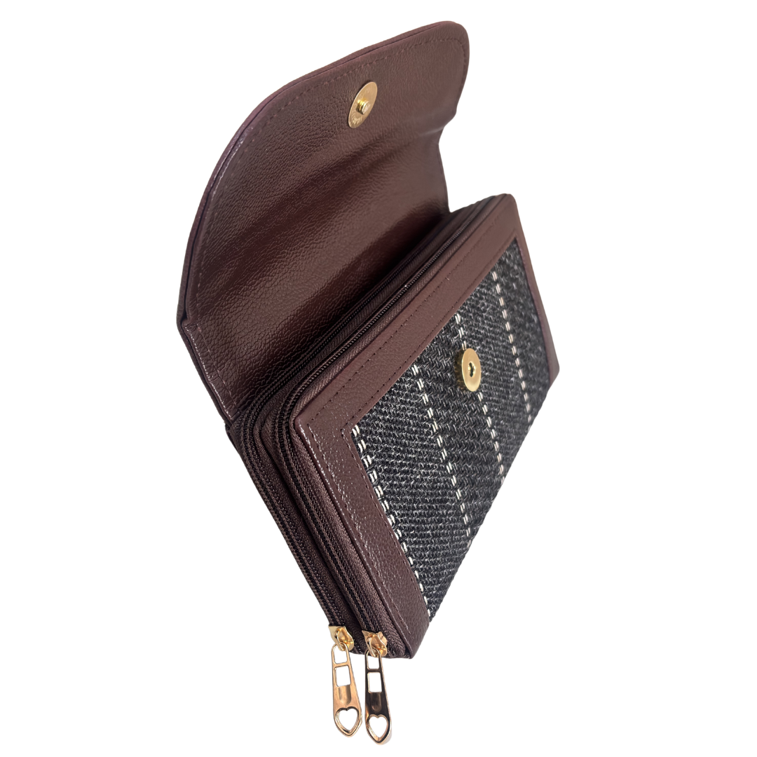 The Hamsafar Edition:- Women's Ethnic Jute Fabric Wallet with Double Partition