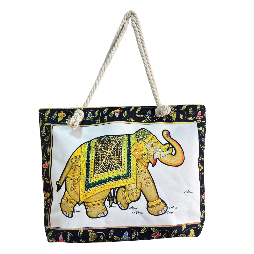 The Beach Party Edition:- Elephant Print Beach Tote Bag with complimentary Pouch