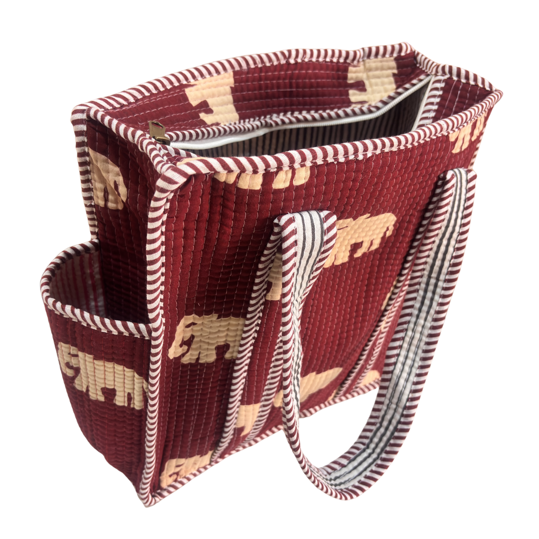 RajPadmini Handcrafted Quilted Cotton Ghar Se Mandir Edition - Tiffin & Pooja Carrier Collection