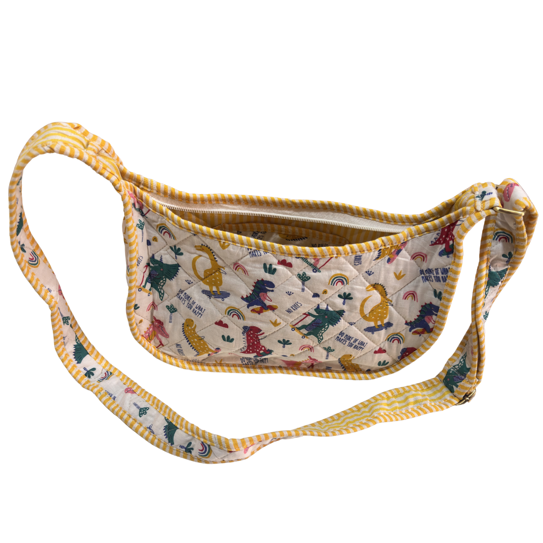 Quilted Cotton Moon Sling Bag for Women | Handcrafted Moon Crossbody Bag for Daily & Casual Wear | The House of RajPadmini
