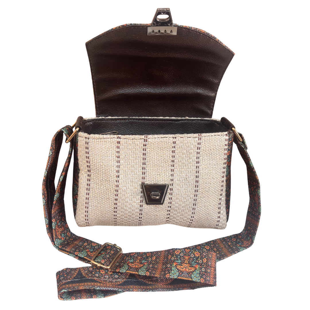 Handcrafted Jute Crossbody Sling Bag for Women — Double Partition Daily Sling with Cotton Lining | The House of RajPadmini