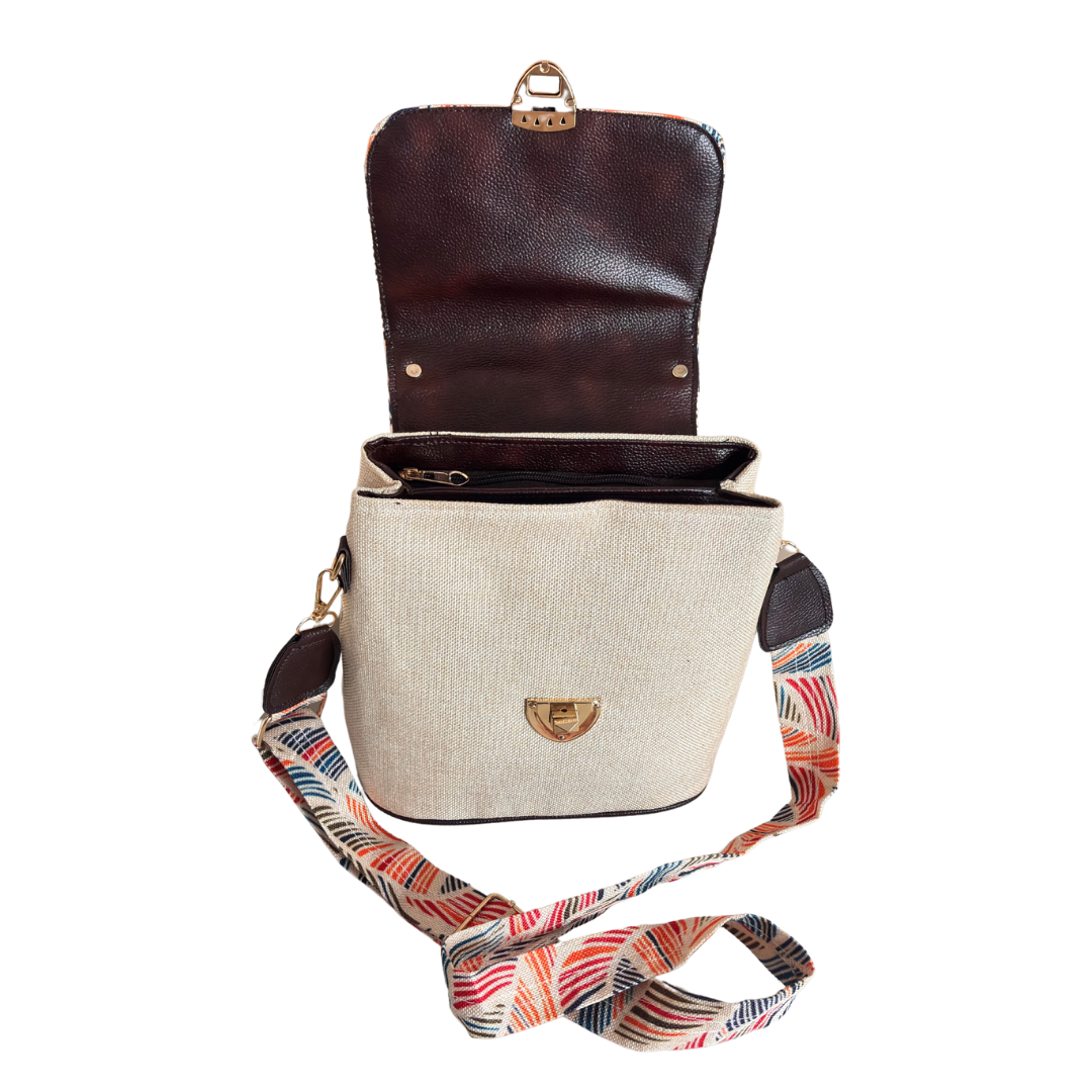The House of RajPadmini White Jute Crossbody Sling Bag