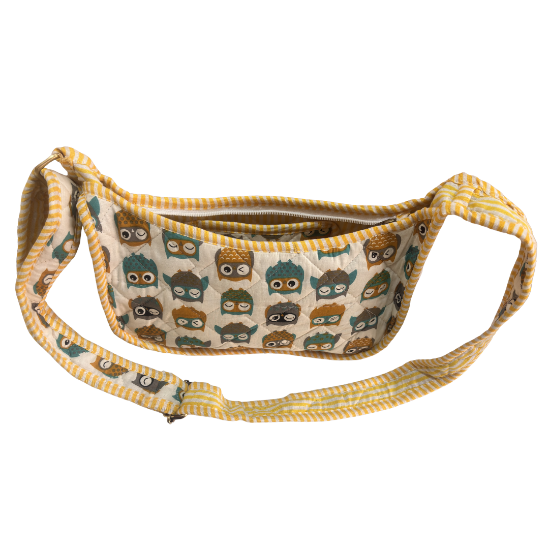 Quilted Cotton Moon Sling Bag for Women | Handcrafted Moon Crossbody Bag for Daily & Casual Wear | The House of RajPadmini