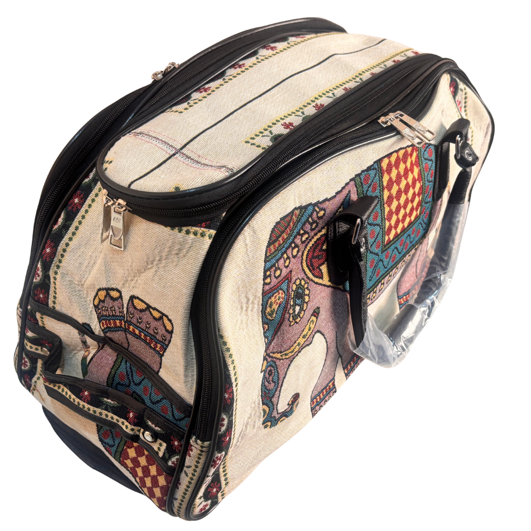 The House of RajPadmini Road Warrior Edition:- Waterproof Elephant Print Wheeled Travel Duffle Trolley Bag