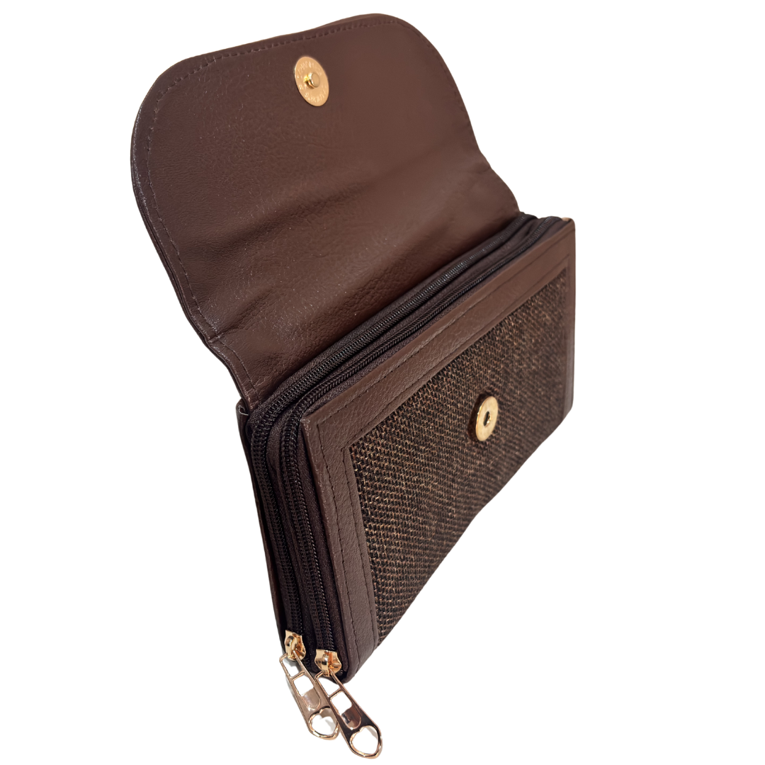 The Hamsafar Edition:- Women's Ethnic Jute Fabric Wallet with Double Partition