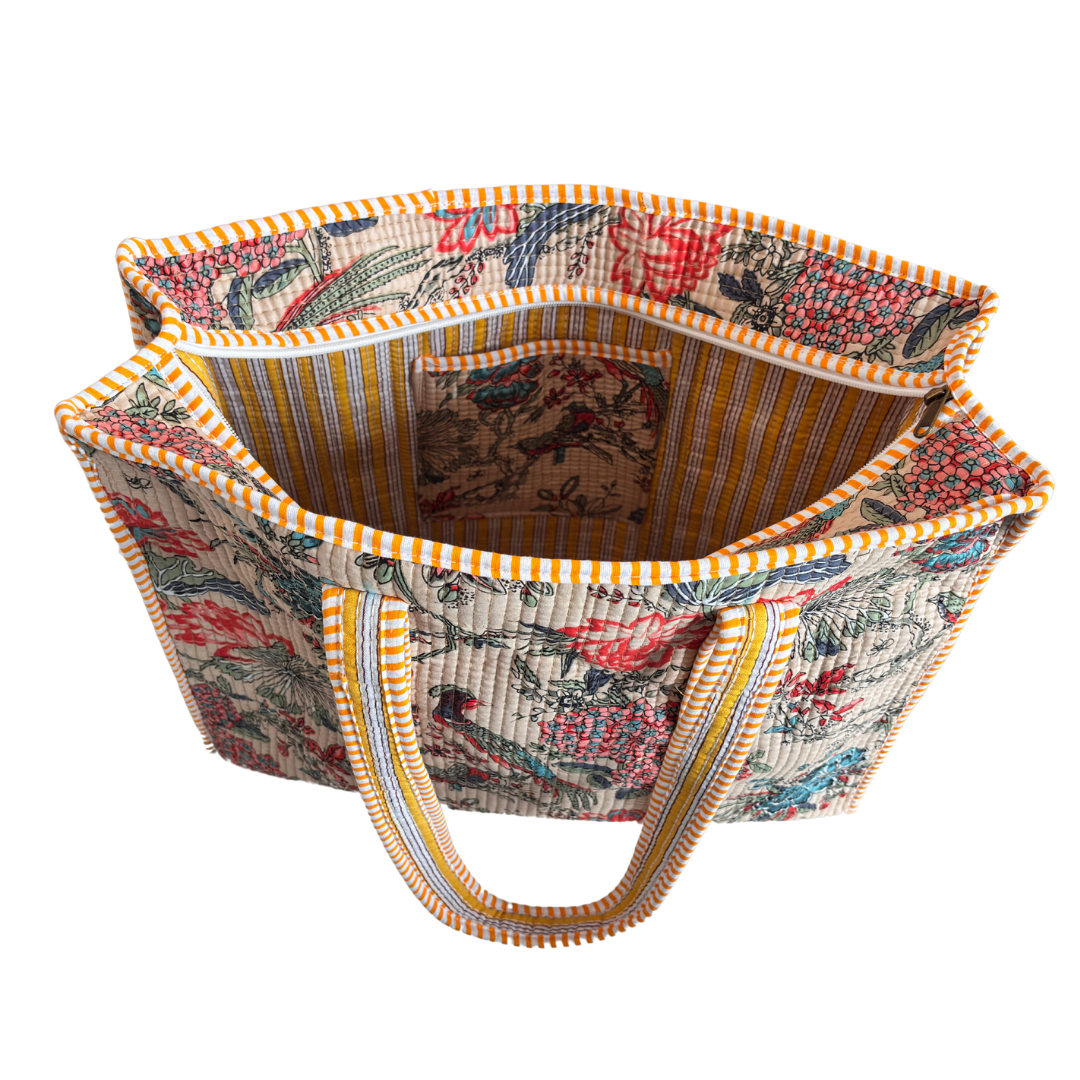 4-in-1 Festive Gifting COMBO : Premium Quilted Tote Bag + 3 Waterproof Pouches = Your Complete Organization Solution!