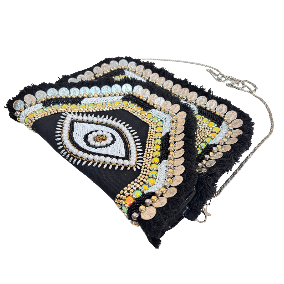 Boho Chic Cotton Crossbody Clutch and Convertible Sling