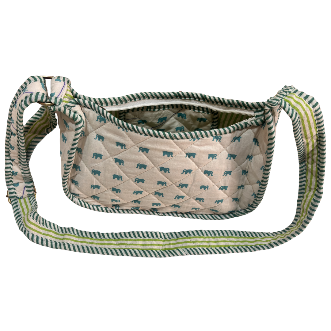 Quilted Cotton Moon Sling Bag for Women | Handcrafted Moon Crossbody Bag for Daily & Casual Wear | The House of RajPadmini