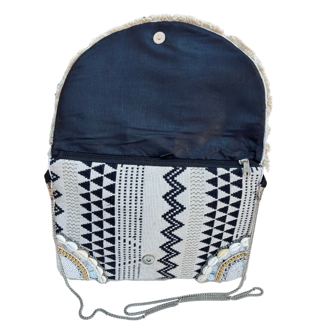 Boho Chic Cotton Crossbody Clutch and Convertible Sling