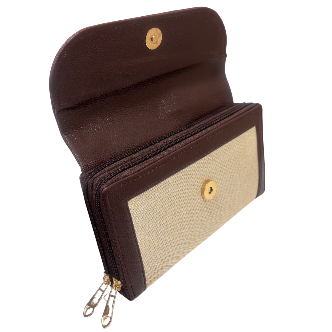 The Hamsafar Edition:- Women's Ethnic Jute Fabric Wallet with Double Partition
