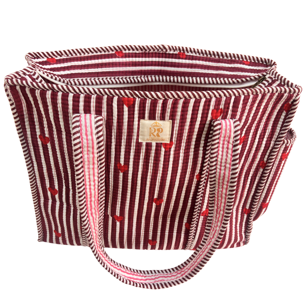 Artisan Quilted Bloom Quilted Cotton Tote - Handcrafted Shopping Companion