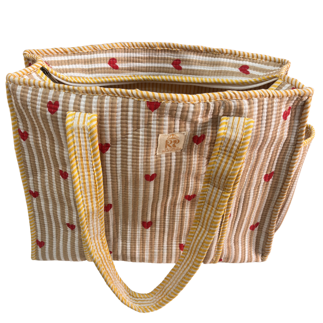 Artisan Quilted Bloom Quilted Cotton Tote - Handcrafted Shopping Companion