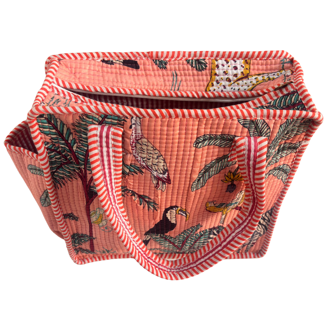 RajPadmini Handcrafted Quilted Cotton Ghar Se Mandir Edition - Tiffin & Pooja Carrier Collection