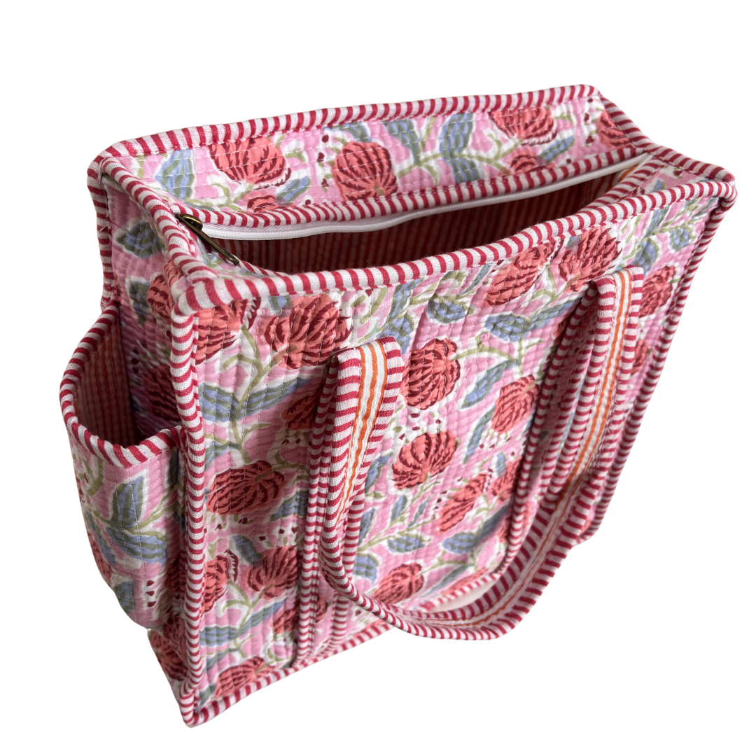 RajPadmini Handcrafted Quilted Cotton Ghar Se Mandir Edition - Tiffin & Pooja Carrier Collection