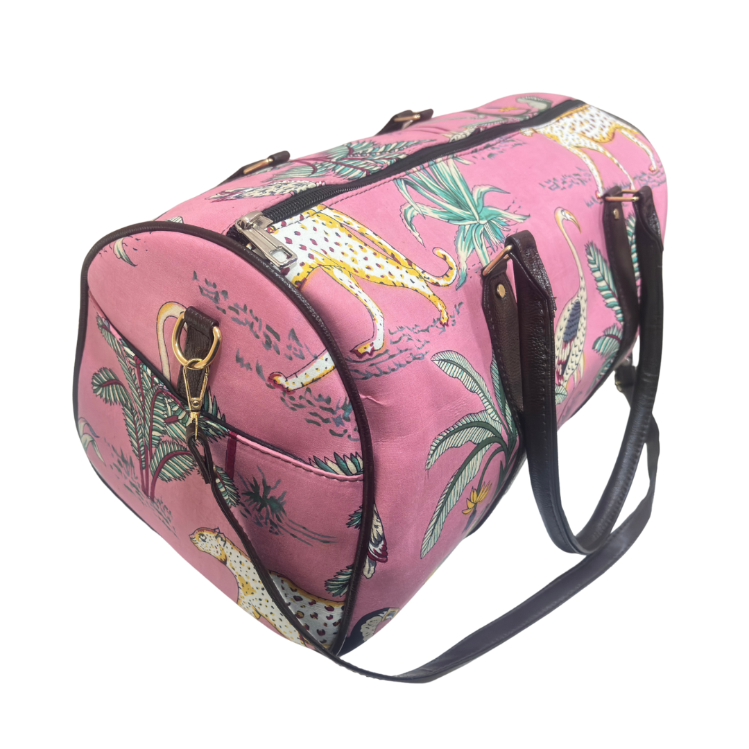 The House of RajPadmini Animal Print Cotton Duffle Bag