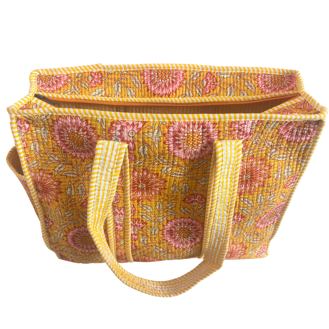 RajPadmini 4-in-1 Festive Gifting COMBO : Premium Quilted Tote Bag + 3 Waterproof Pouches = Your Complete Organization Solution!
