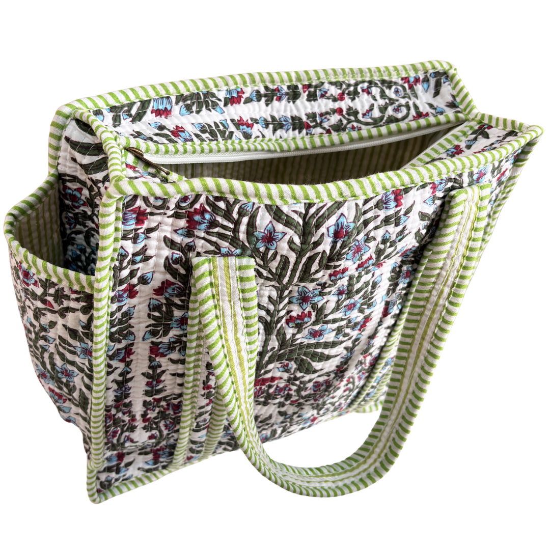 RajPadmini Handcrafted Quilted Cotton Ghar Se Mandir Edition - Tiffin & Pooja Carrier Collection