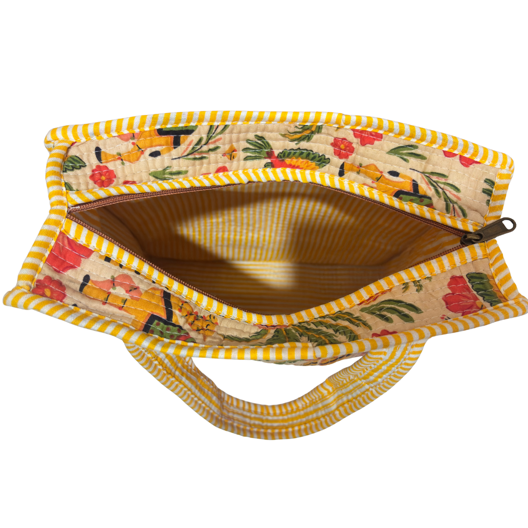 Handcrafted Quilted Cotton Mini Bag