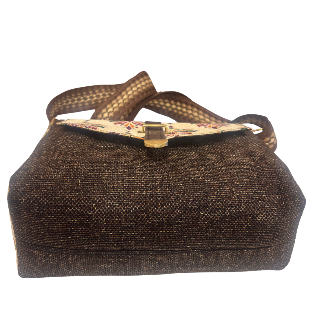 The House of RajPadmini Phulkari Haveli Edition | Heritage Floral Patchwork Sling Bag with Double Partition