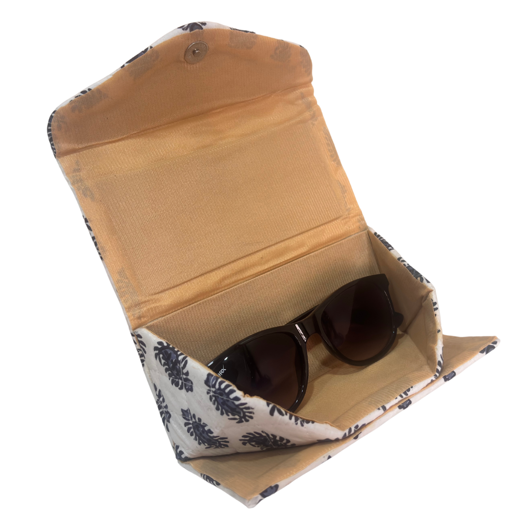 The House of RajPadmini Foldable Cotton Sunglass Case with Magnetic Closure